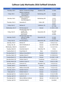 Calhoun Lady Warhawks 2016 Softball Schedule 