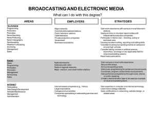 BROADCASTING AND ELECTRONIC MEDIA What can I do with this degree? STRATEGIES AREAS