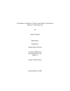 The Influence of Measure 37 Claims on the Shift in... Measure 37 and Measure 49 By