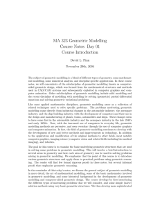 MA 323 Geometric Modelling Course Notes: Day 01 Course Introduction David L. Finn