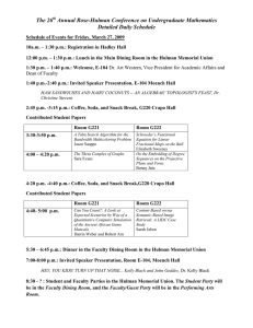 The 26 Annual Rose-Hulman Conference on Undergraduate Mathematics Detailed Daily Schedule