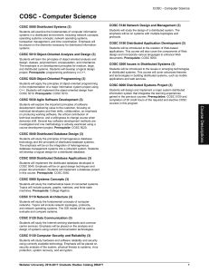 COSC - Computer Science COSC 5140 Network Design and Management (3)
