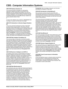 CSIS - Computer Information Systems CSIS 5300 Database Systems (3)