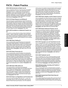 PATA - Patent Practice PATA 5100 Introduction to Patent Law (3)