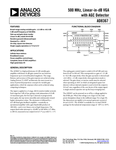 500 MHz, Linear-in-dB VGA with AGC Detector AD8367