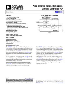 Wide Dynamic Range, High Speed, Digitally Controlled VGA ADL5201 Data Sheet