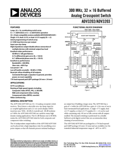 300 MHz, 32 × 16 Buffered Analog Crosspoint Switch ADV3202/ADV3203