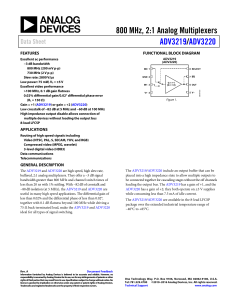 800 MHz, 2:1 Analog Multiplexers / ADV3219 ADV3220