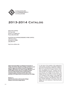 2013-2014 Catalog CALHOUN COMMUNITY COLLEGE