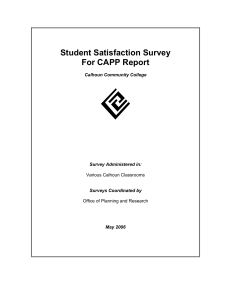 Student Satisfaction Survey For CAPP Report Various Calhoun Classrooms