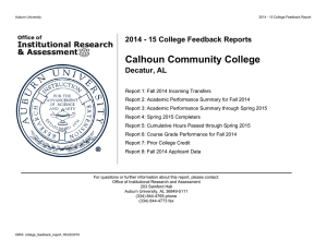 Calhoun Community College 2014 - 15 College Feedback Reports Decatur, AL