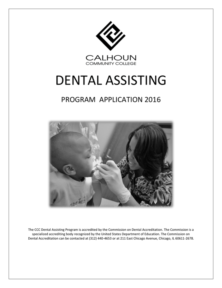 Dental Assisting Program Application 2016