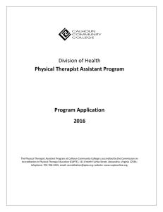 Division of Health Physical Therapist Assistant Program Program Application