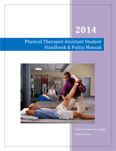 2014  Physical Therapist Assistant Student Handbook &amp; Policy Manual