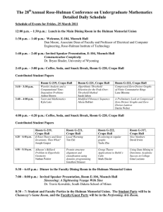 The 28 Annual Rose-Hulman Conference on Undergraduate Mathematics Detailed Daily Schedule