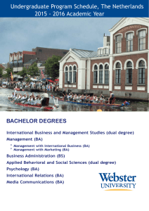 Undergraduate Program Schedule, The Netherlands 2015 - 2016 Academic Year BACHELOR DEGREES