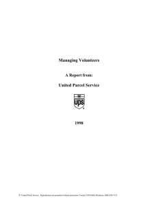 Managing Volunteers United Parcel Service A Report from: 1998