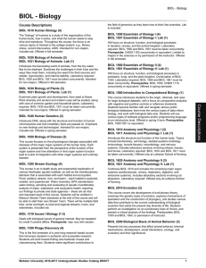 BIOL - Biology Course Descriptions BIOL 1010 Human Biology (4)