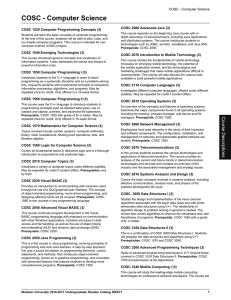 COSC - Computer Science COSC 2060 Advanced Java (3)