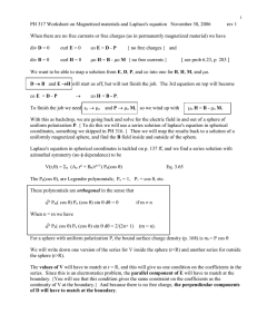 PH 317 Worksheet on Magnetized materials and Laplace's equation  ... rev 1