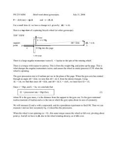 PH 235 MJM Brief word about gyroscopes.  July 31, 2006