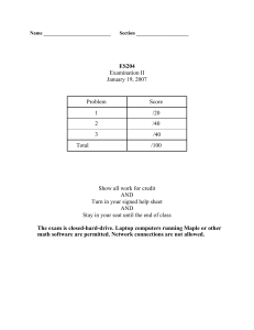 Examination II January 19, 2007 Problem  Score