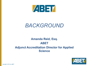 BACKGROUND Amanda Reid, Esq. ABET Adjunct Accreditation Director for Applied