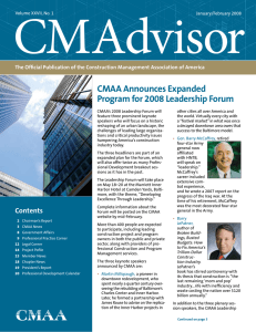CMAdvisor CMAA Announces Expanded Program for 2008 Leadership Forum