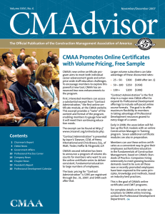 CMAdvisor CMAA Promotes Online Certificates with Volume Pricing, Free Sample