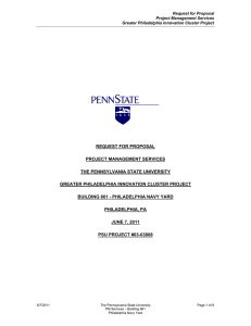 REQUEST FOR PROPOSAL PROJECT MANAGEMENT SERVICES THE PENNSYLVANIA STATE UNIVERSITY