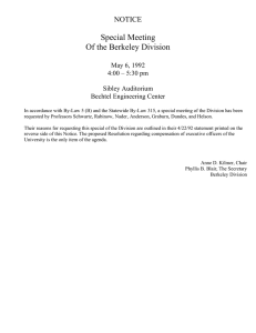 Special Meeting Of the Berkeley Division  NOTICE