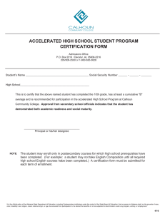 ACCELERATED HIGH SCHOOL STUDENT PROGRAM CERTIFICATION FORM