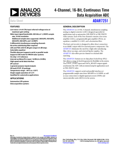 4-Channel, 16-Bit, Continuous Time Data Acquisition ADC ADAR7251 Data Sheet