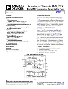 ADT7312 Automotive, ±1°C Accurate, 16-Bit, 175°C, Data Sheet
