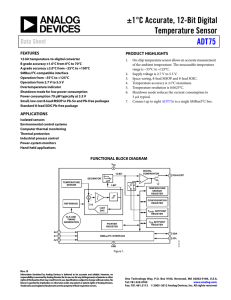 ±1°C Accurate, 12-Bit Digital Temperature Sensor ADT75 Data Sheet