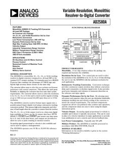 a Variable Resolution, Monolithic Resolver-to-Digital Converter AD2S80A