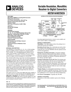 a Variable Resolution, Monolithic Resolver-to-Digital Converters AD2S81A/AD2S82A