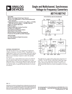 a Single and Multichannel, Synchronous Voltage-to-Frequency Converters AD7741/AD7742