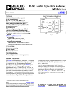 16-Bit, Isolated Sigma-Delta Modulator, LVDS Interface AD7405 Data Sheet