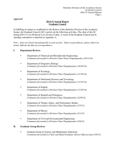 In fulfilling its charge as established in the Bylaws of... Senate, the Graduate Council (GC) carried out the following activities.... Approved