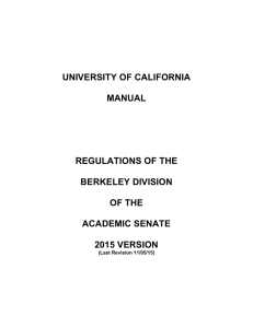 UNIVERSITY OF CALIFORNIA MANUAL REGULATIONS OF THE