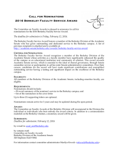 Call for Nominations 2016 Berkeley Faculty Service Award