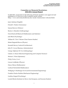 Committee on Memorial Resolutions 2010-2011 Annual Report