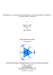 IMA Preprint Series # 2023 INSTITUTE FOR MATHEMATICS AND ITS APPLICATIONS