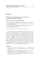 Erratum: Uniform preconditioners for the time dependent Stokes problem