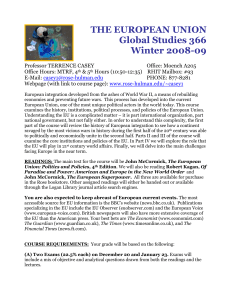 THE EUROPEAN UNION Global Studies 366 Winter 2008-09