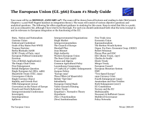 The European Union (GL 366) Exam #1 Study Guide