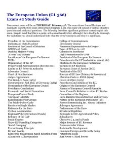 The European Union (GL 366) Exam #2 Study Guide