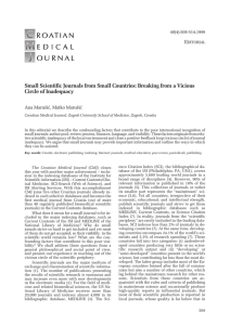 Small Scientific Journals from Small Countries: Breaking from a Vicious 40(4):508-514,1999