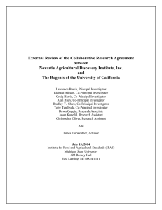 External Review of the Collaborative Research Agreement between